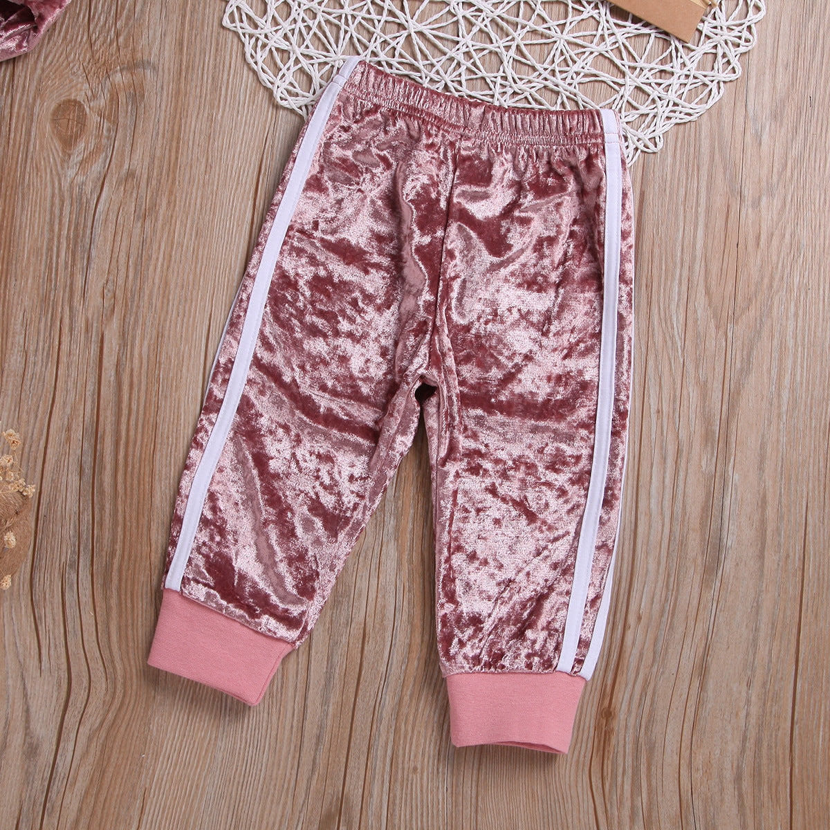 Girls velour soft tracksuit set pink/silver grey