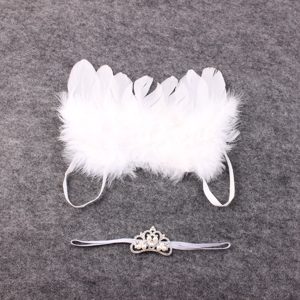 Crown Headband And Angel Feather Wings Baby Photo Props